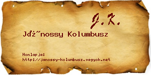 Jánossy Kolumbusz névjegykártya